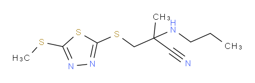 2-methyl-3-((5-(methylthio)-1,3,4-thiadiazol-2-yl)thio)-2-(propylamino)propanenitrile