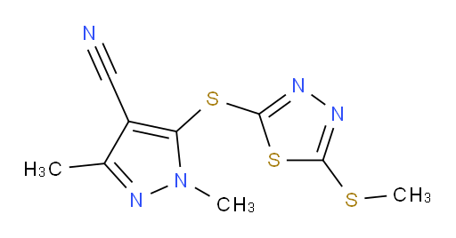 1,3-dimethyl-5-((5-(methylthio)-1,3,4-thiadiazol-2-yl)thio)-1H-pyrazole-4-carbonitrile