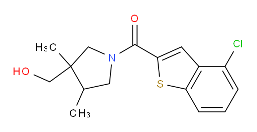 (4-chlorobenzo[b]thiophen-2-yl)(3-(hydroxymethyl)-3,4-dimethylpyrrolidin-1-yl)methanone