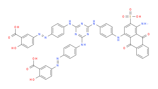 5,5'-((((6-((4-((4-amino-9,10-dioxo-3-sulfo-9,10-dihydroanthracen-1-yl)amino)phenyl)amino)-1,3,5-triazine-2,4-diyl)bis(azanediyl))bis(4,1-phenylene))bis(diazene-2,1-diyl))bis(2-hydroxybenzoic acid)