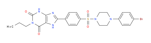 8-[4-[[4-(4-Bromophenyl)-1-piperazinyl]sulfonyl]phenyl]-3,9-dihydro-1-propyl-1H-purine-2,6-dione (ACI)
