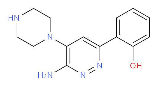 2-[6-Amino-5-(1-piperazinyl)-3-pyridazinyl]phenol (ACI)