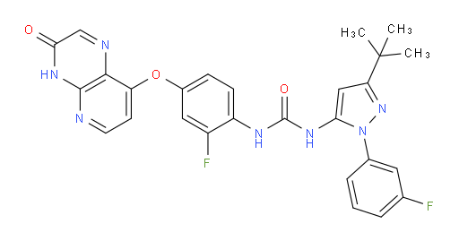 N-[4-[(3,4-Dihydro-3-oxopyrido[2,3-b]pyrazin-8-yl)oxy]-2-fluorophenyl]-N′-[3-(1,1-dimethylethyl)-1-(3-fluorophenyl)-1H-pyrazol-5-yl]urea (ACI)