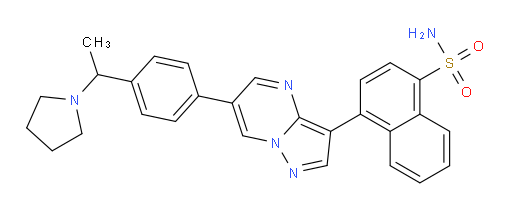4-[6-[4-[1-(1-Pyrrolidinyl)ethyl]phenyl]pyrazolo[1,5-a]pyrimidin-3-yl]-1-naphthalenesulfonamide (ACI)