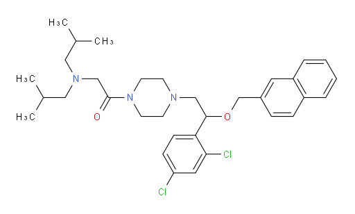 2-[Bis(2-methylpropyl)amino]-1-[4-[2-(2,4-dichlorophenyl)-2-(2-naphthalenylmethoxy)ethyl]-1-piperazinyl]ethanone (ACI)