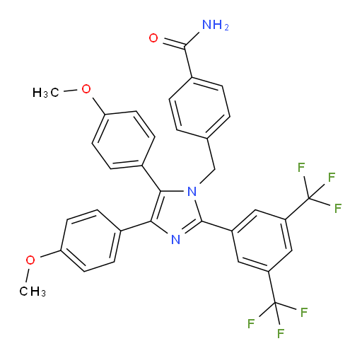 4-[[2-[3,5-Bis(trifluoromethyl)phenyl]-4,5-bis(4-methoxyphenyl)-1H-imidazol-1-yl]methyl]benzamide (ACI)