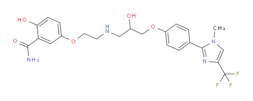 2-Hydroxy-5-[2-[[2-hydroxy-3-[4-[1-methyl-4-(trifluoromethyl)-1H-imidazol-2-yl]phenoxy]propyl]amino]ethoxy]benzamide (ACI)