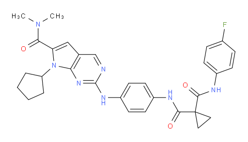 N-[4-[[7-Cyclopentyl-6-[(dimethylamino)carbonyl]-7H-pyrrolo[2,3-d]pyrimidin-2-yl]amino]phenyl]-N′-(4-fluorophenyl)-1,1-cyclopropanedicarboxamide (ACI)
