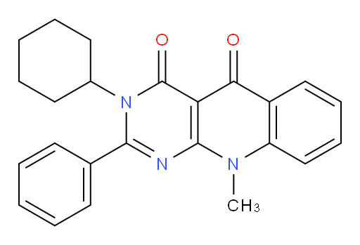 3-Cyclohexyl-10-methyl-2-phenylpyrimido[4,5-b]quinoline-4,5(3H,10H)-dione (ACI)