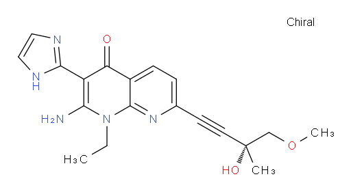 2-Amino-1-ethyl-7-[(3R)-3-hydroxy-4-methoxy-3-methyl-1-butyn-1-yl]-3-(1H-imidazol-2-yl)-1,8-naphthyridin-4(1H)-one (ACI)