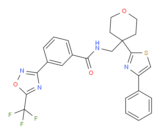 N-[[Tetrahydro-4-(4-phenyl-2-thiazolyl)-2H-pyran-4-yl]methyl]-3-[5-(trifluoromethyl)-1,2,4-oxadiazol-3-yl]benzamide (ACI)