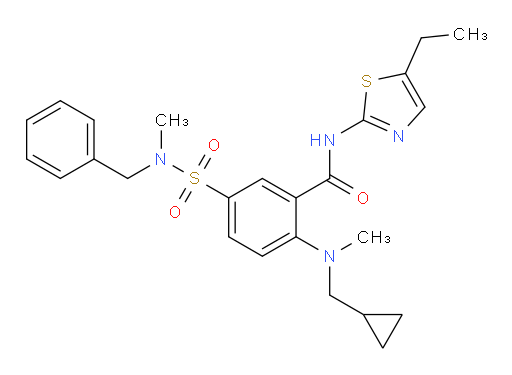 2-[(Cyclopropylmethyl)methylamino]-N-(5-ethyl-2-thiazolyl)-5-[[methyl(phenylmethyl)amino]sulfonyl]benzamide (ACI)