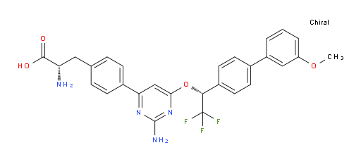 4-[2-Amino-6-[(1R)-2,2,2-trifluoro-1-(3′-methoxy[1,1′-biphenyl]-4-yl)ethoxy]-4-pyrimidinyl]-L-phenylalanine (ACI)