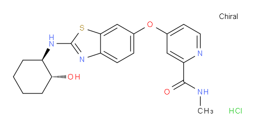 2-Pyridinecarboxamide, 4-[[2-[[(1R,2R)-2-hydroxycyclohexyl]amino]-6-benzothiazolyl]oxy]-N-methyl-, hydrochloride (1:1) (ACI)