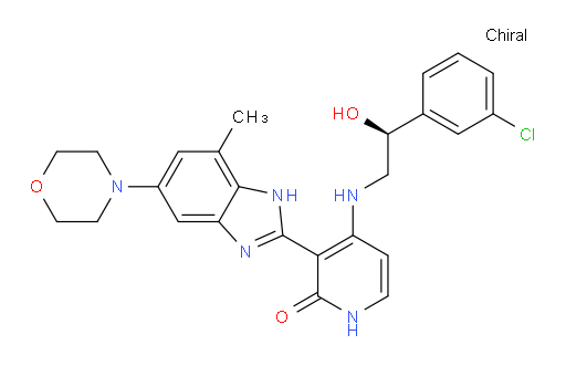 4-[[(2S)-2-(3-Chlorophenyl)-2-hydroxyethyl]amino]-3-[7-methyl-5-(4-morpholinyl)-1H-benzimidazol-2-yl]-2(1H)-pyridinone (ACI)