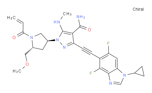 3-[2-(1-Cyclopropyl-4,6-difluoro-1H-benzimidazol-5-yl)ethynyl]-1-[(3S,5R)-5-(methoxymethyl)-1-(1-oxo-2-propen-1-yl)-3-pyrrolidinyl]-5-(methylamino)-1H-pyrazole-4-carboxamide (ACI)