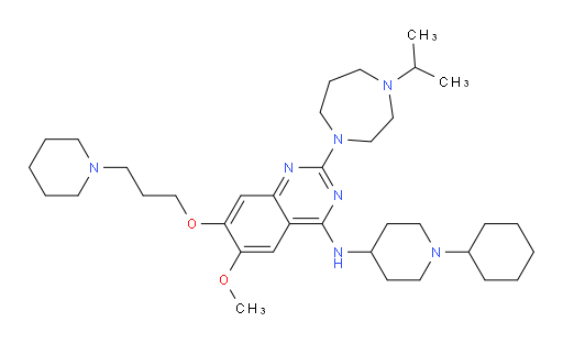 N-(1-Cyclohexyl-4-piperidinyl)-2-[hexahydro-4-(1-methylethyl)-1H-1,4-diazepin-1-yl]-6-methoxy-7-[3-(1-piperidinyl)propoxy]-4-quinazolinamine (ACI)