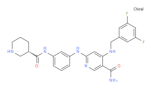 4-[[(3,5-Difluorophenyl)methyl]amino]-6-[[3-[[(3S)-3-piperidinylcarbonyl]amino]phenyl]amino]-3-pyridinecarboxamide (ACI)