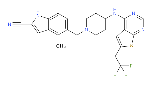 4-Methyl-5-[[4-[[6-(2,2,2-trifluoroethyl)thieno[2,3-d]pyrimidin-4-yl]amino]-1-piperidinyl]methyl]-1H-indole-2-carbonitrile (ACI)
