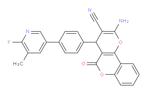 2-Amino-4-[4-(6-fluoro-5-methyl-3-pyridinyl)phenyl]-5-oxo-4H,5H-pyrano[3,2-c][1]benzopyran-3-carbonitrile (ACI)