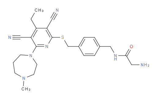 2-Amino-N-[[4-[[[3,5-dicyano-4-ethyl-6-(hexahydro-4-methyl-1H-1,4-diazepin-1-yl)-2-pyridinyl]thio]methyl]phenyl]methyl]acetamide (ACI)