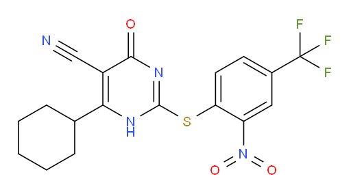 4-Cyclohexyl-1,6-dihydro-2-[[2-nitro-4-(trifluoromethyl)phenyl]thio]-6-oxo-5-pyrimidinecarbonitrile (ACI)