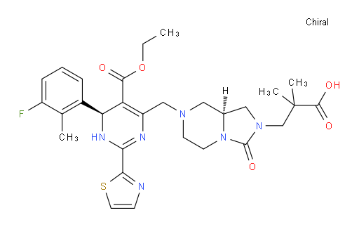 (8aS)-7-[[(6S)-5-(Ethoxycarbonyl)-6-(3-fluoro-2-methylphenyl)-3,6-dihydro-2-(2-thiazolyl)-4-pyrimidinyl]methyl]hexahydro-α,α-dimethyl-3-oxoimidazo[1,5-a]pyrazine-2(3H)-propanoic acid (ACI)