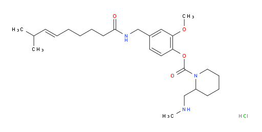1-Piperidinecarboxylic acid, 2-[(methylamino)methyl]-, 2-methoxy-4-[[[(6E)-8-methyl-1-oxo-6-nonen-1-yl]amino]methyl]phenyl ester, hydrochloride (1:1) (ACI)