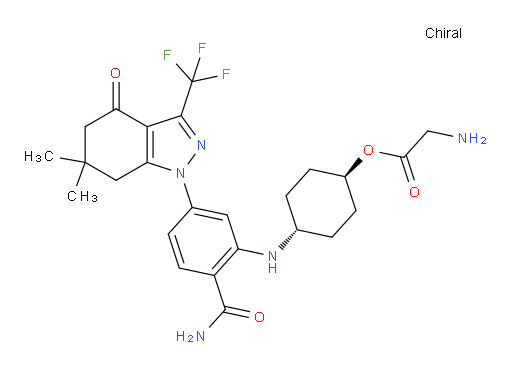 Glycine trans-4-[[2-(aminocarbonyl)-5-[4,5,6,7-tetrahydro-6,6-dimethyl-4-oxo-3-(trifluoromethyl)-1H-indazol-1-yl]phenyl]amino]cyclohexyl ester (ACI)