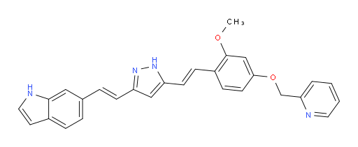 6-[(1E)-2-[5-[(1E)-2-[2-Methoxy-4-(2-pyridinylmethoxy)phenyl]ethenyl]-1H-pyrazol-3-yl]ethenyl]-1H-indole (ACI)