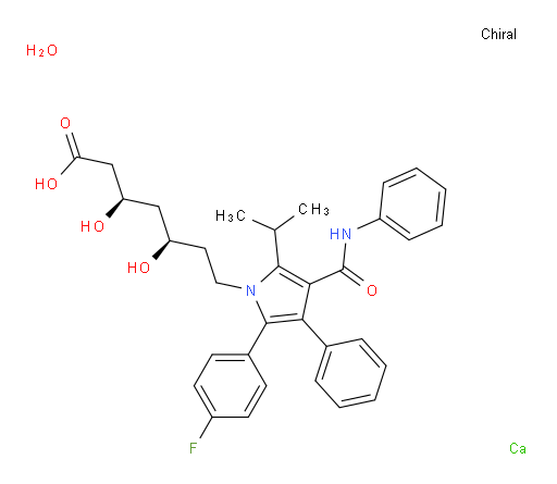 (3R,5R)-7-(2-(4-fluorophenyl)-5-isopropyl-3-phenyl-4-(phenylcarbamoyl)-1H-pyrrol-1-yl)-3,5-dihydroxyheptanoic acid, calcium salt hydrate