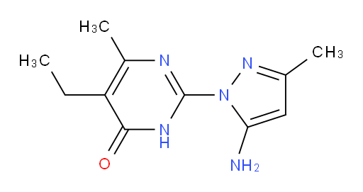 2-(5-amino-3-methyl-1H-pyrazol-1-yl)-5-ethyl-6-methyl-3,4-dihydropyrimidin-4-one
