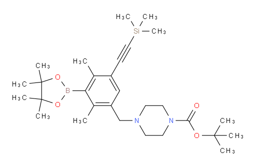 tert-butyl 4-{[2,4-dimethyl-3-(4,4,5,5-tetramethyl-1,3,2-dioxaborolan-2-yl)-5-[2-(trimethylsilyl)ethynyl]phenyl]methyl}piperazine-1-carboxylate