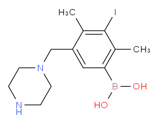 {3-iodo-2,4-dimethyl-5-[(piperazin-1-yl)methyl]phenyl}boronic acid