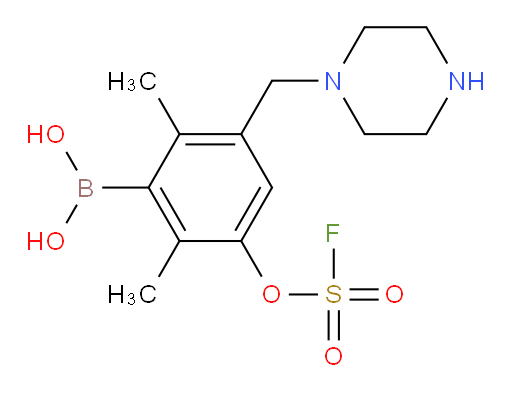 {3-[(fluorosulfonyl)oxy]-2,6-dimethyl-5-[(piperazin-1-yl)methyl]phenyl}boronic acid