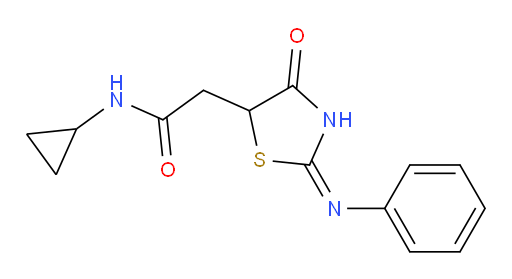 N-cyclopropyl-2-[4-oxo-2-(phenylimino)-1,3-thiazolidin-5-yl]acetamide