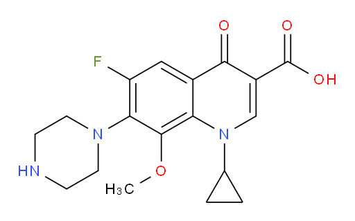 1-cyclopropyl-6-fluoro-8-methoxy-4-oxo-7-(piperazin-1-yl)-1,4-dihydroquinoline-3-carboxylic acid