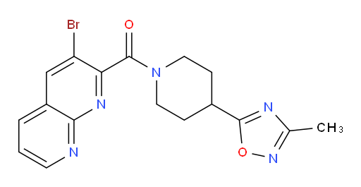 (3-bromo-1,8-naphthyridin-2-yl)(4-(3-methyl-1,2,4-oxadiazol-5-yl)piperidin-1-yl)methanone