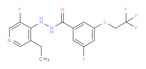 N'-(3-ethyl-5-fluoropyridin-4-yl)-3-iodo-5-((2,2,2-trifluoroethyl)thio)benzohydrazide