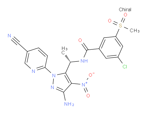 (S)-N-(1-(3-amino-1-(5-cyanopyridin-2-yl)-4-nitro-1H-pyrazol-5-yl)ethyl)-3-chloro-5-(methylsulfonyl)benzamide