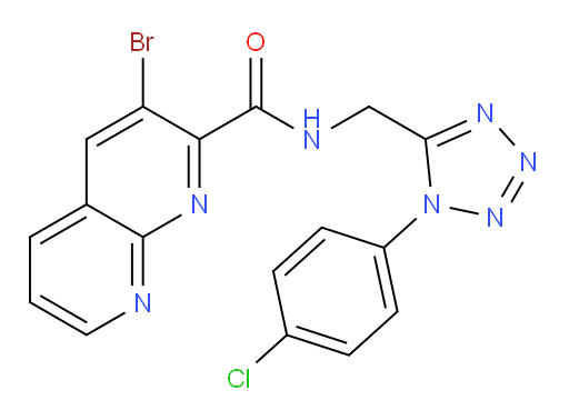 3-bromo-N-((1-(4-chlorophenyl)-1H-tetrazol-5-yl)methyl)-1,8-naphthyridine-2-carboxamide