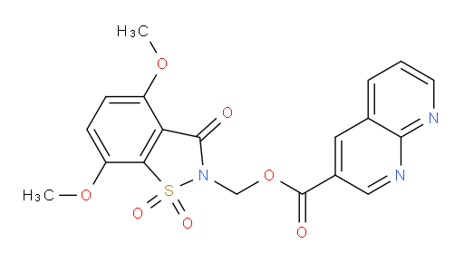 (4,7-dimethoxy-1,1-dioxido-3-oxobenzo[d]isothiazol-2(3H)-yl)methyl 1,8-naphthyridine-3-carboxylate