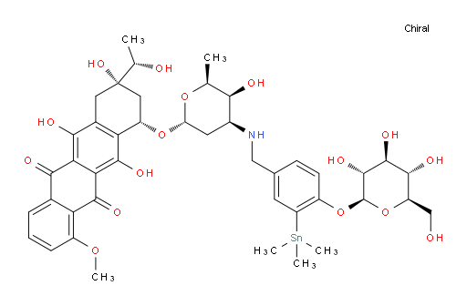 (8S,10S)-6,8,11-trihydroxy-10-(((2R,4S,5S,6S)-5-hydroxy-6-methyl-4-((4-(((2S,3R,4S,5S,6R)-3,4,5-trihydroxy-6-(hydroxymethyl)tetrahydro-2H-pyran-2-yl)oxy)-3-(trimethylstannyl)benzyl)amino)tetrahydro-2H-pyran-2-yl)oxy)-8-((S)-1-hydroxyethyl)-1-methoxy-7,8,9,10-tetrahydrotetracene-5,12-dione