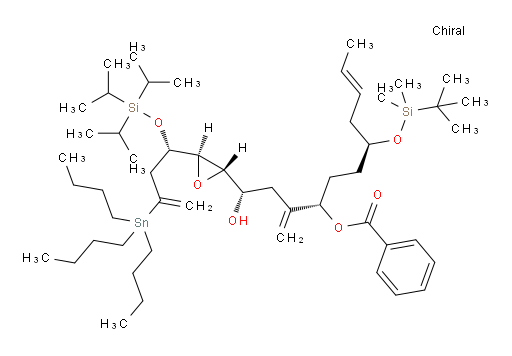 (1S,4S,7S,E)-7-((tert-butyldimethylsilyl)oxy)-1-hydroxy-3-methylene-1-((2S,3R)-3-((S)-3-(tributylstannyl)-1-((triisopropylsilyl)oxy)but-3-en-1-yl)oxiran-2-yl)undec-9-en-4-yl benzoate