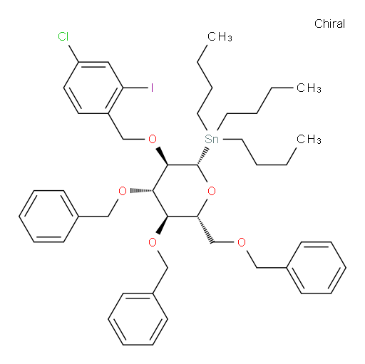 ((2S,3R,4S,5R,6R)-4,5-bis(benzyloxy)-6-((benzyloxy)methyl)-3-((4-chloro-2-iodobenzyl)oxy)tetrahydro-2H-pyran-2-yl)tributylstannane