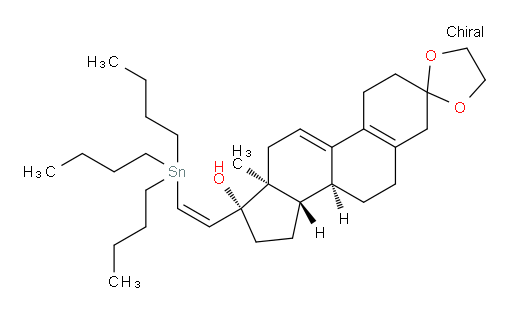(8S,13S,14S,17R)-13-methyl-17-((Z)-2-(tributylstannyl)vinyl)-1,2,4,6,7,8,12,13,14,15,16,17-dodecahydrospiro[cyclopenta[a]phenanthrene-3,2'-[1,3]dioxolan]-17-ol