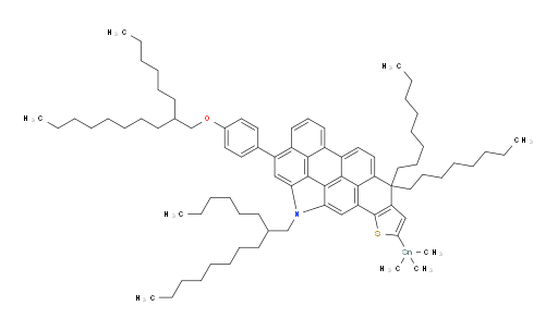 11-(2-hexyldecyl)-13-(4-((2-hexyldecyl)oxy)phenyl)-6,6-dioctyl-8-(trimethylstannyl)-6,11-dihydrothieno[3',2':8,9]chryseno[10,11,12,1-bcdefg]carbazole