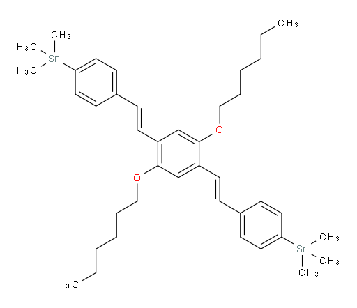 (((1E,1'E)-(2,5-bis(hexyloxy)-1,4-phenylene)bis(ethene-2,1-diyl))bis(4,1-phenylene))bis(trimethylstannane)