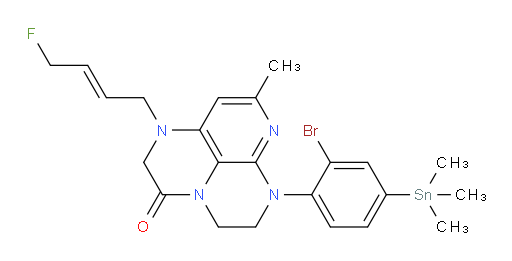 (E)-6-(2-溴-4-(三甲基锡基)苯基)-1-(4-氟丁-2-烯-1-基)-8-甲基-1,2,5,6-四氢-1,3a,6,7-四氮杂ph烯醛en-3(4H)-酮