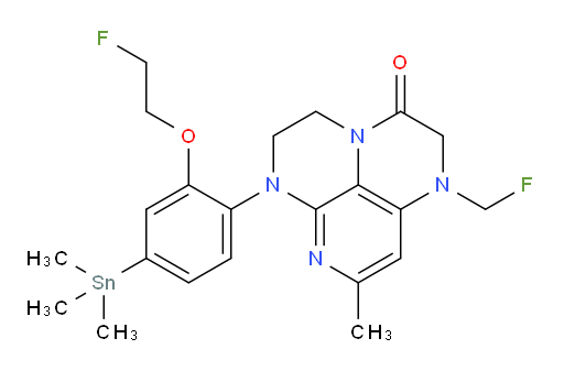6-(2-(2-fluoroethoxy)-4-(trimethylstannyl)phenyl)-1-(fluoromethyl)-8-methyl-1,2,5,6-tetrahydro-1,3a,6,7-tetraazaphenalen-3(4H)-one